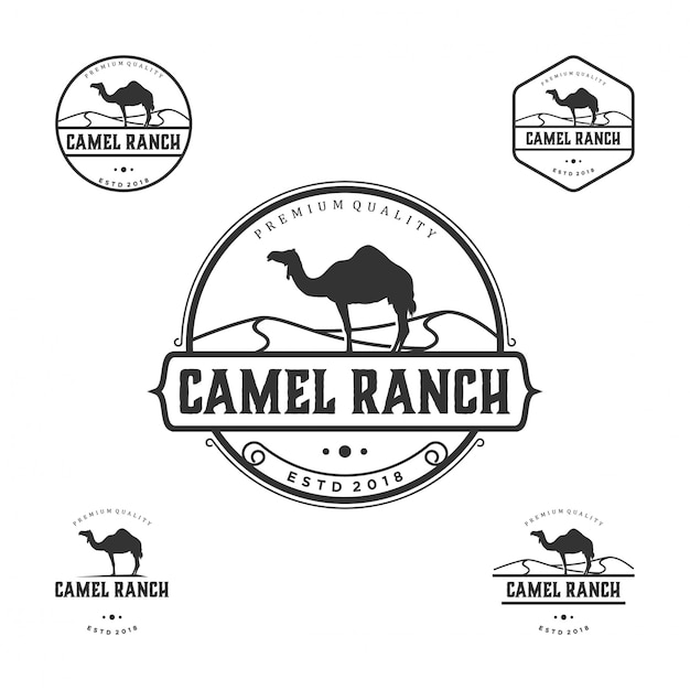 Camel ranch logo vintage Premium Vector