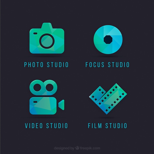 Camera logos in green and blue color | Free Vector