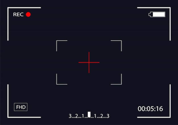 カメラビュー フォーカシングスクリーン録画ビデオ カメラフレームファインダー ビデオ画面 プレミアムベクター