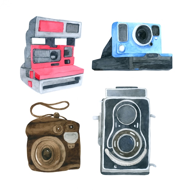 Download Camera watercolor collection on white background | Premium Vector