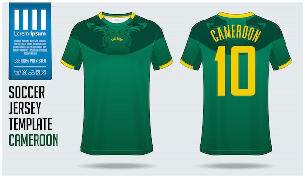 Download Cameroon soccer jersey mockup or football kit template ...
