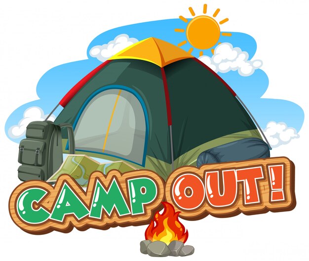 Premium Vector | Camp out with tent in the park