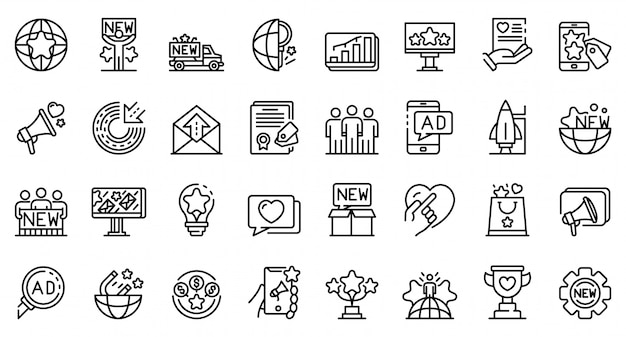 Premium Vector Campaign Icons Set Outline Style