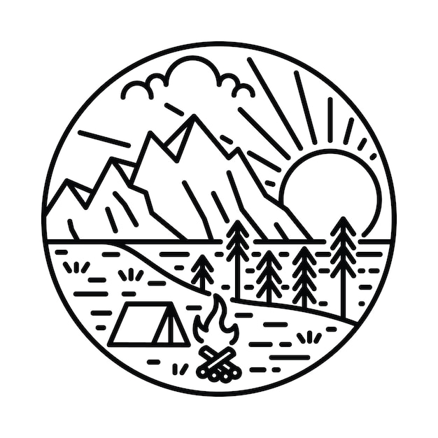 Premium Vector | Camping adventure with beauty nature and river graphic ...