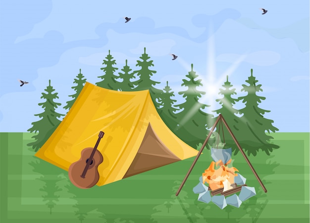 Download Camping background Vector | Premium Download