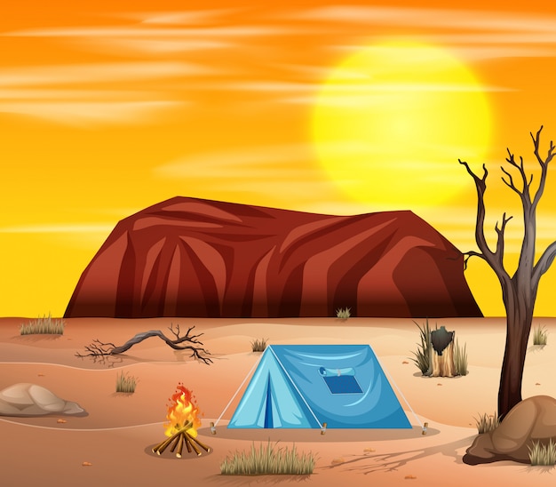 Download Free Vector | Camping in desert scene