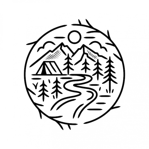 Premium Vector | Camping in the forest badge