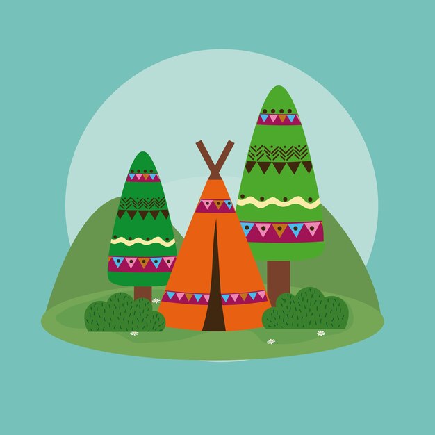 Premium Vector | Camping in the forest cartoon