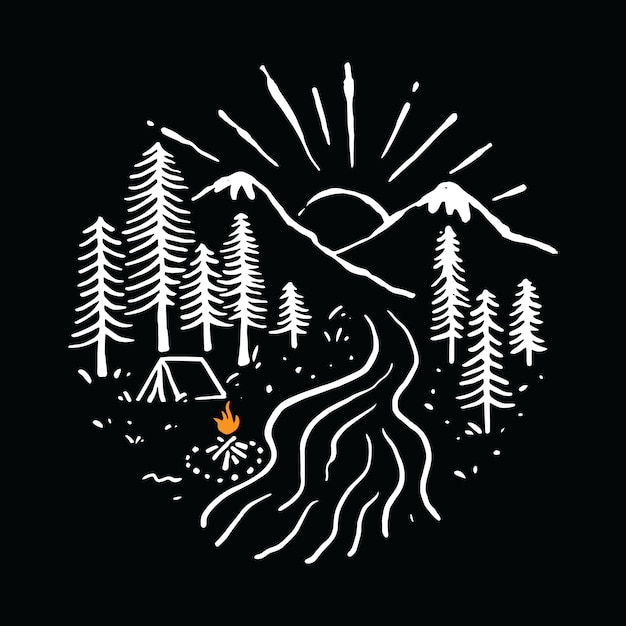 Download Camping hiking mountain illustration | Premium Vector