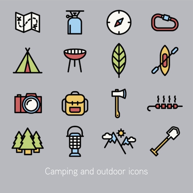 Camping icons collection