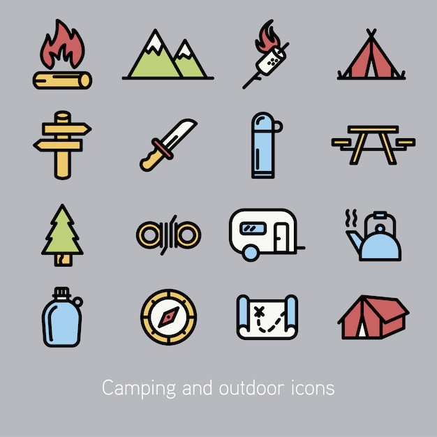 Camping icons collection