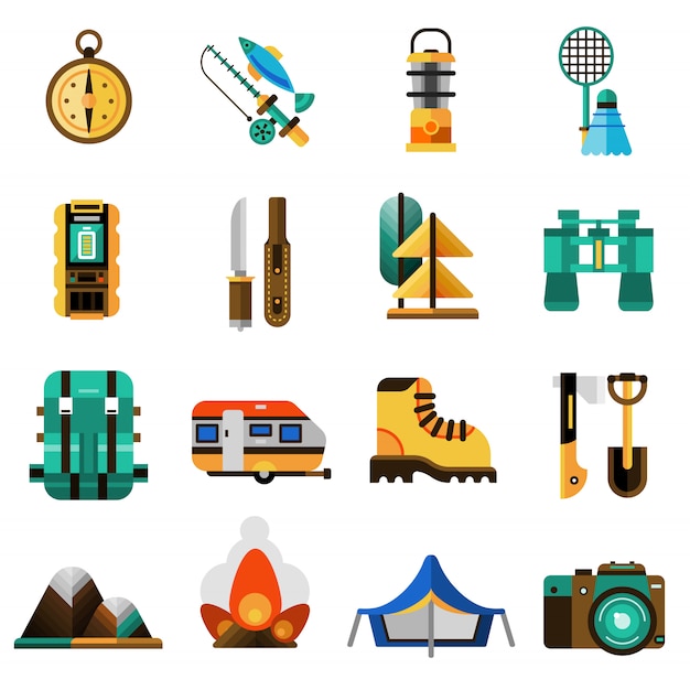 Download Camping icons set Vector | Free Download
