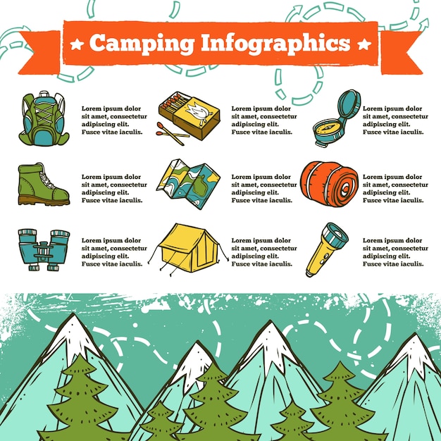 Camping Infographics Sketch