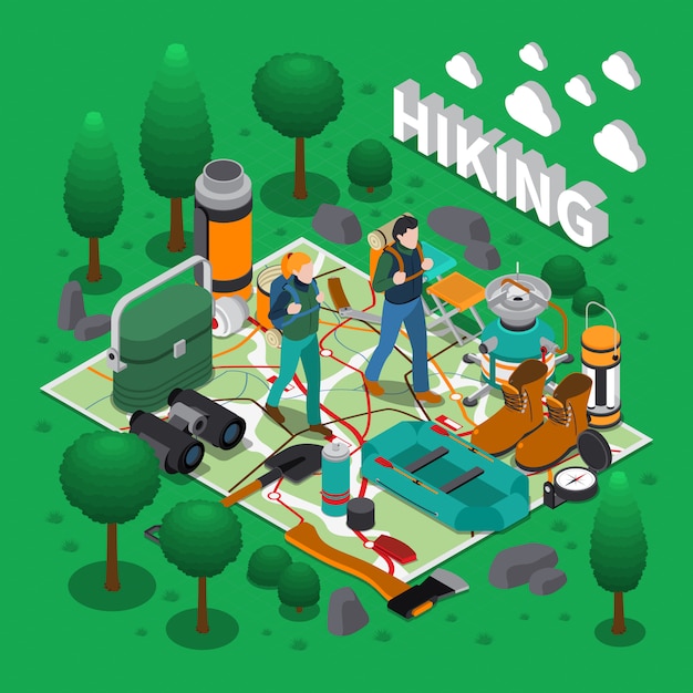 Download Camping isometric composition Vector | Free Download