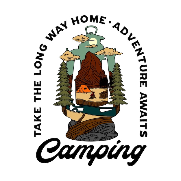 Download Premium Vector | Camping lantern graphic illustration
