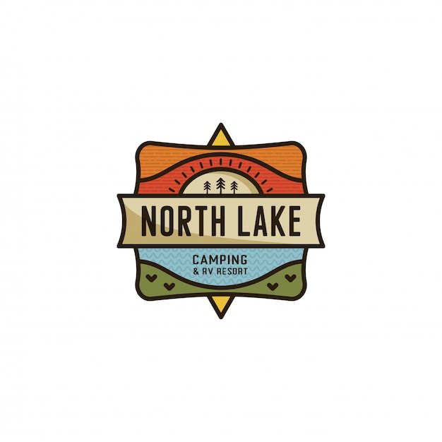 Camping logo  template north lake patch  and badge flat 