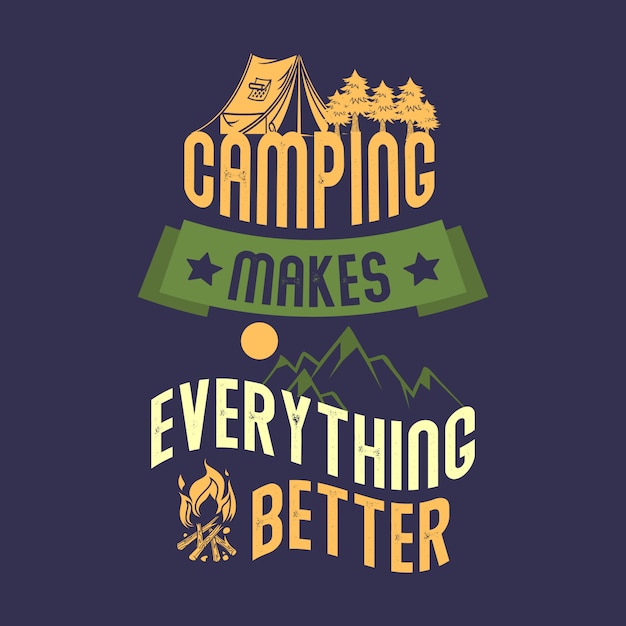 キャンプはすべてを良くする キャンプのことわざと名言集 プレミアムベクター