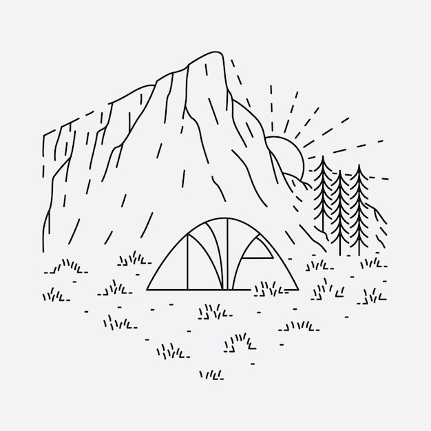 Download Premium Vector | Camping nature adventure wild line ...