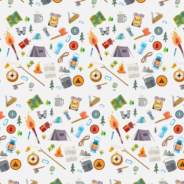 Premium Vector Camping pattern set