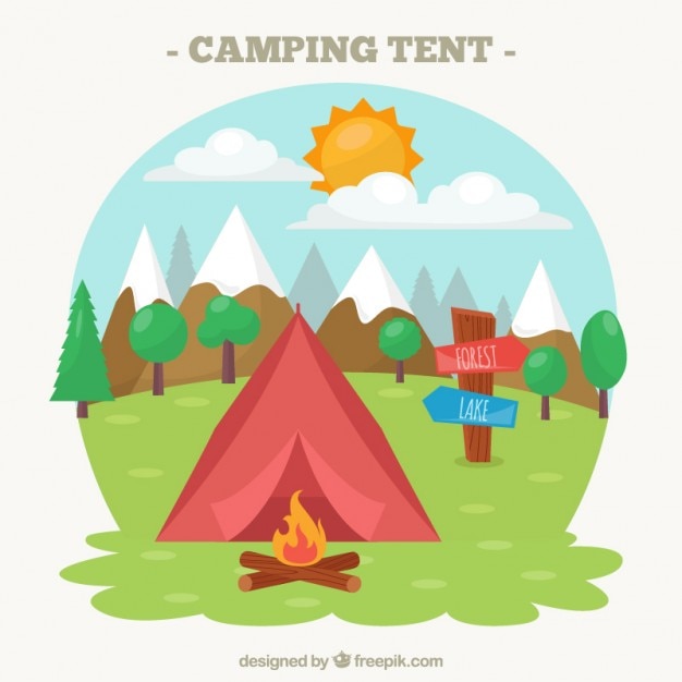 Camping tent illustration Vector | Free Download