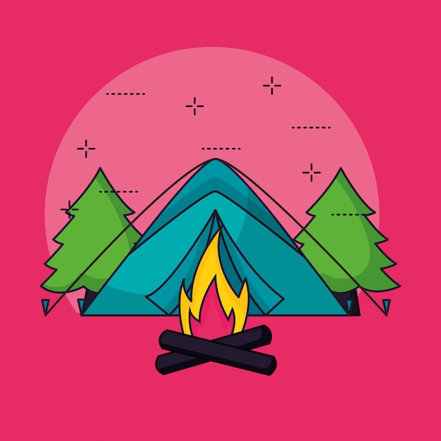 Download Camping trip in flat style Vector | Free Download