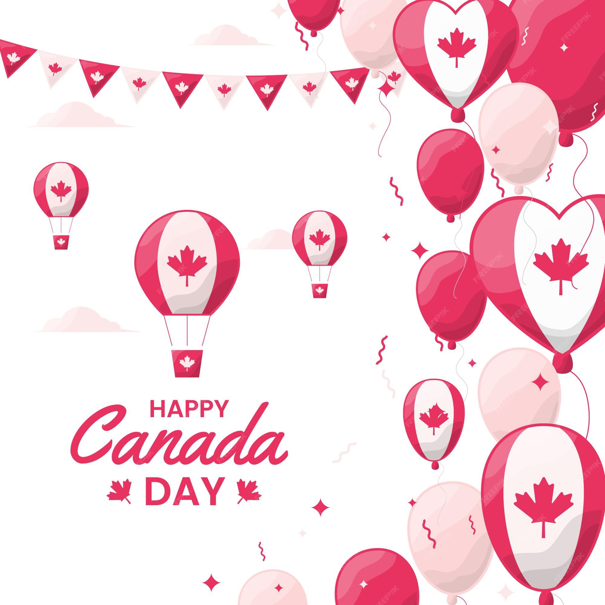 Free Vector | Canada day balloons background flat design