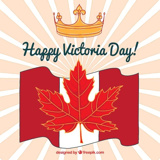 Canada flag background and crown for victoria day Vector Free Download