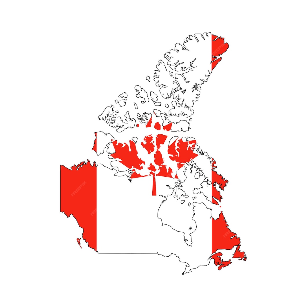 Premium Vector | Canada map silhouette with flag on white background