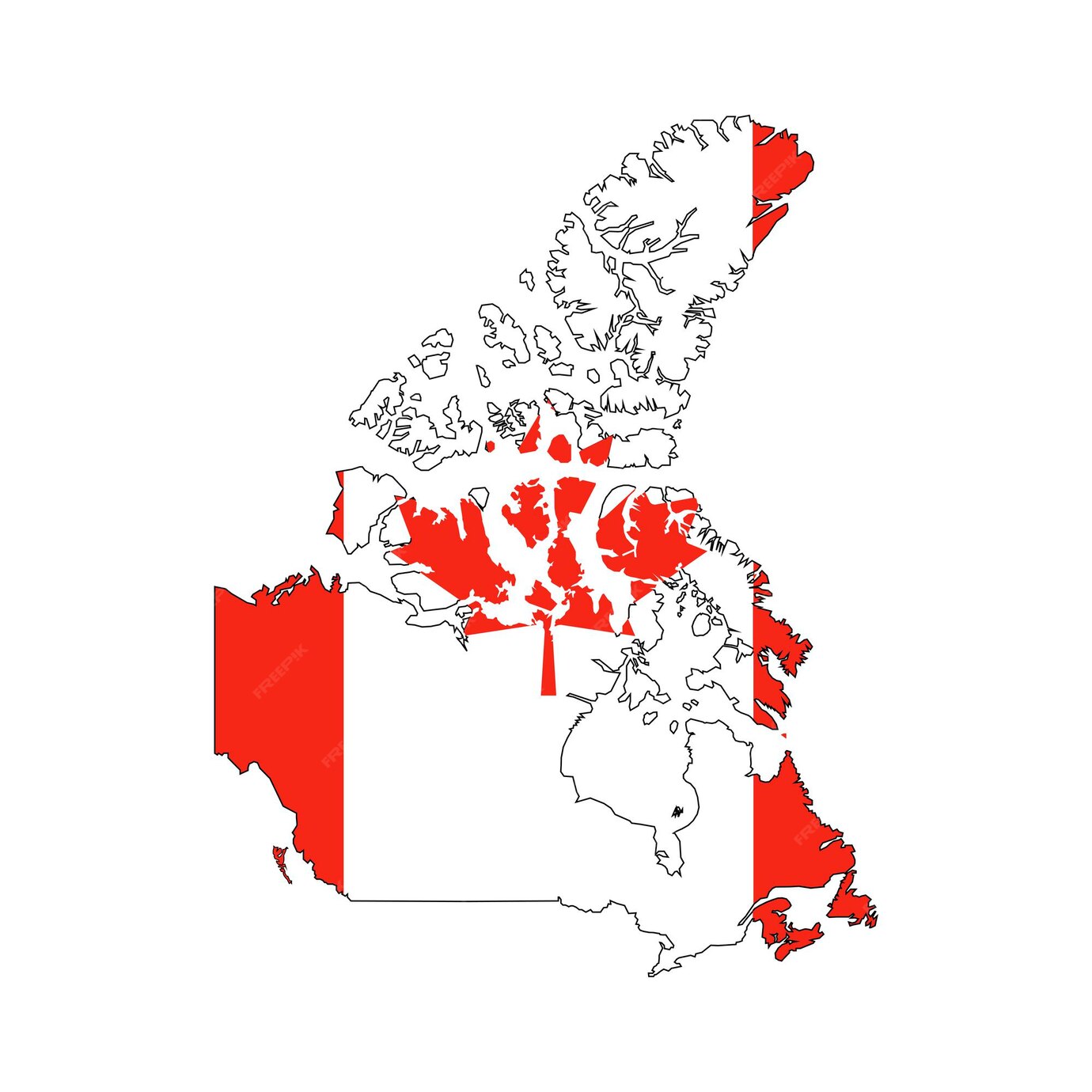 Premium Vector | Canada map silhouette with flag on white background