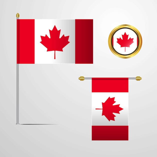 Download Canada waving flag design with badge vector Vector ...