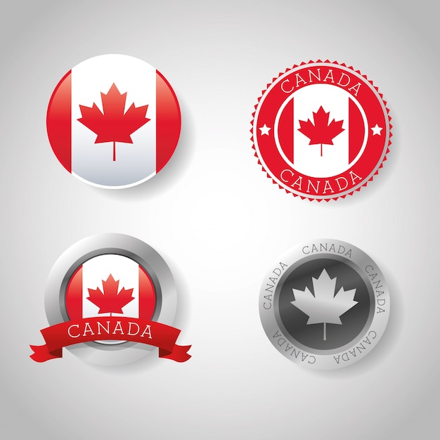 Premium Vector | Canadas country represented by his flag ...