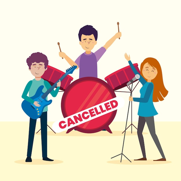 Download Cancelled musical events with band | Free Vector