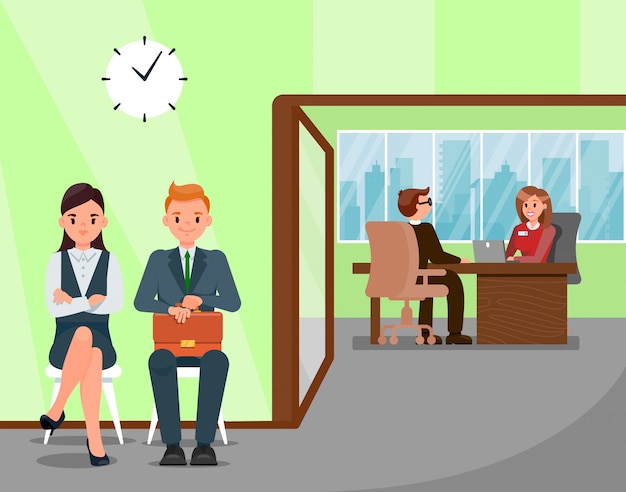 Premium Vector | Candidates waiting for job interview illustration