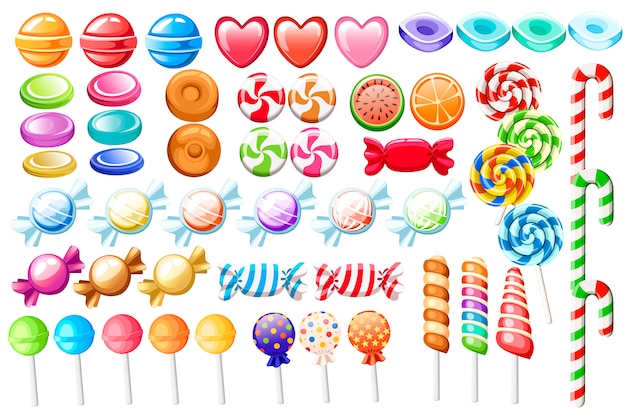 Premium Vector Candies Set Big Collection Of Different Cartoon Style