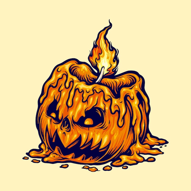 Premium Vector | Candle head halloween pumpkin illustrations