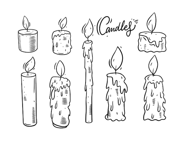 Premium Vector Candles Doodle Set Illustration