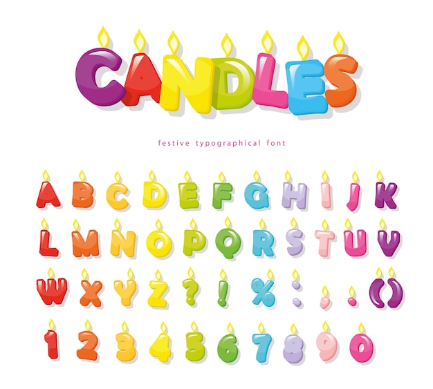 Download Candles font for birthday design. | Premium Vector