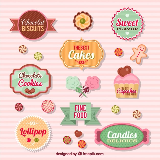 Candy Badges Collection Vector Free Download