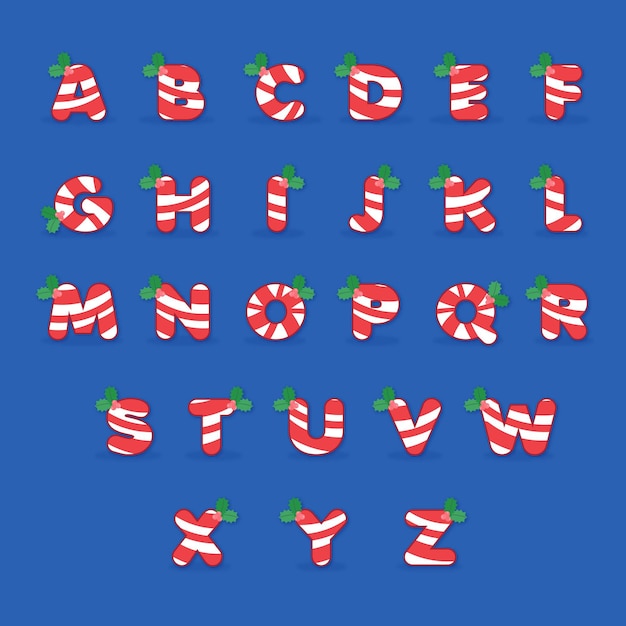 Free Vector | Candy cane christmas alphabet collection