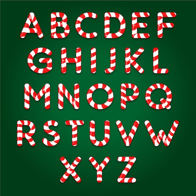 Free Vector | Candy cane christmas alphabet pack