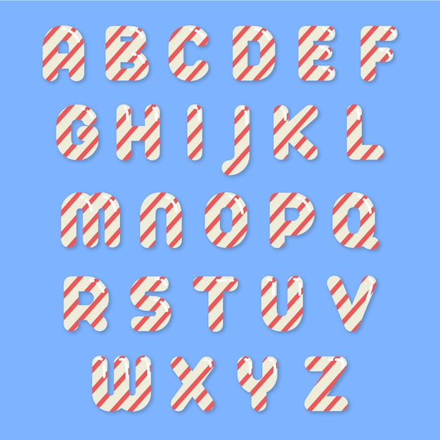 Free Vector | Candy cane christmas alphabet pack