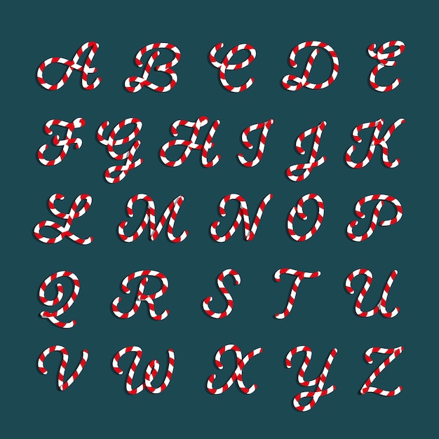 Free Vector | Candy cane christmas alphabet set