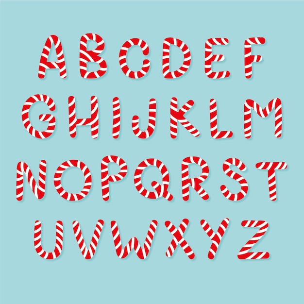 Free Vector | Candy cane christmas alphabet set