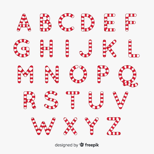 Download Candy cane christmas alphabet Vector | Free Download