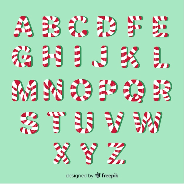 Candy cane christmas alphabet Vector | Free Download