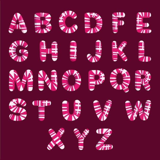 Candy cane christmas alphabet Vector | Free Download