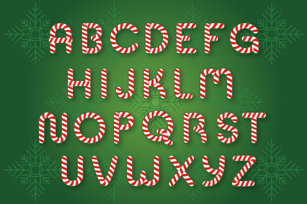 Candy cane christmas alphabet Vector | Free Download