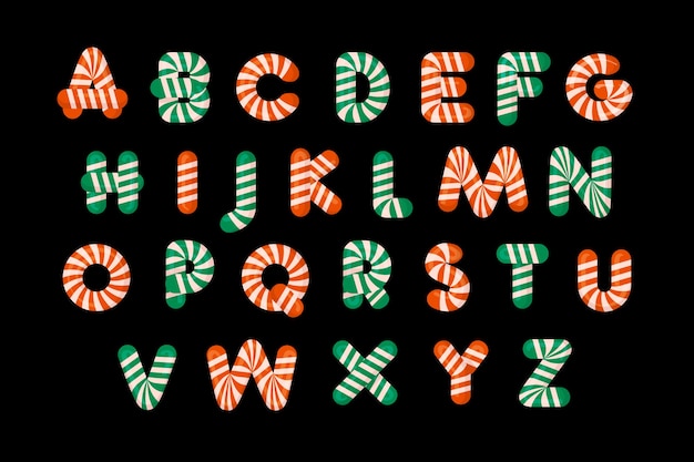 Free Vector | Candy cane christmas alphabet