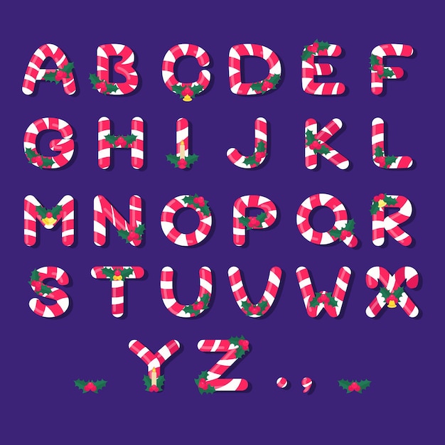 Free Vector | Candy cane christmas alphabet