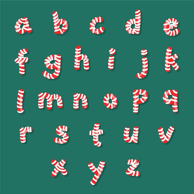 Free Vector | Candy cane christmas alphabet
